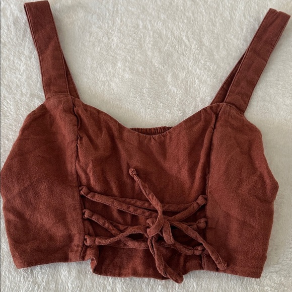 Abercrombie & Fitch Tops - Abercrombie & Fitch Rust Lace-Up Crop Top